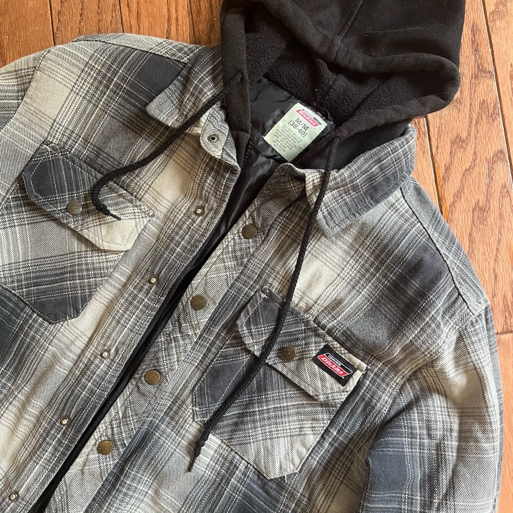 Dickies Black and Gray Plaid Hooded Jacket